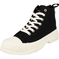 piece of mind. Damen Schuhe 832-671 Hi-Top Canvas Halbschuhe Schnürer Black Schnürschuh von piece of mind.