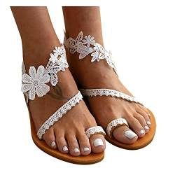 Flache Sandalen Damen Sommer Boho Strasssteine Glitzer T-Riemen Strandsandalen Freizeit Bequeme Zehentrenner mit Weiche Fußbett Mode Strand Offene Zehe Sandaletten Flip Flops Elegant Sommerschuhe K734 von pitashe_Bekleidung