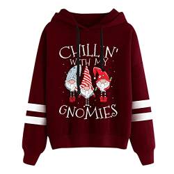 Weihnachten Pullover Damen Sweatshirt Rentiermuster Weihnachtspullover Familie Set Christmas Reindeer Strickpullover Unisex Christmas Teenager Mädchen Weihnachtspullover Sweatshirt Pulli (X03-Wine, M) von pitashe_Bekleidung