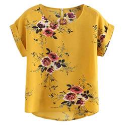 Pitashe Damen Tops Freizeit Bequem Blumen Drucken Rundhals Kurzarm Damen Sommer T-Shirts Weste Crop Top Tank Top Mode Party Oberteile Blusen Camisole Hemd Bekleidung Vest Bauchfrei Tunika Shirts Tops von pitashe Tops