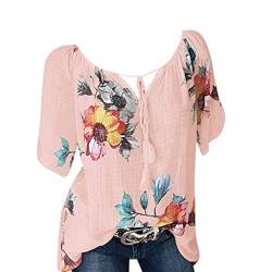 Pitashe Damen Tops Freizeit Bequem Blumen Drucken V-Ausschnitt Kurzarm Damen Sommer T-Shirts Weste Crop Top Tank Top Party Oberteile Blusen Camisole Hemd Bekleidung Vest Bauchfrei Tunika Shirts Tops von pitashe Tops