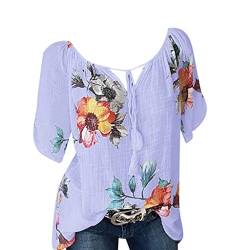 Pitashe Damen Tops Freizeit Bequem Blumen Drucken V-Ausschnitt Kurzarm Damen Sommer T-Shirts Weste Crop Top Tank Top Party Oberteile Blusen Camisole Hemd Bekleidung Vest Bauchfrei Tunika Shirts Tops von pitashe Tops