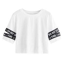 Pitashe Damen Tops Freizeit Süß Rundhals Kurzarm Alphabet Drucken Damen Sommer Crop Top Weste T-Shirt Baumwolle Tank Top Party Oberteile Bluse Camisole Hemd Bekleidung Vest Bauchfrei Tunika Shirt Tops von pitashe Tops