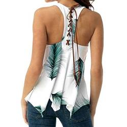 Pitashe Damen Tops Sexy Bequem Feder Drucken Ärmellos Rundhals Verband Weste Damen Sommer Tank Top Party Oberteile Bluse Camisole Hemd T-Shirt Crop Top Bekleidung Vest Bauchfrei Tunika Clubwear Shirts von pitashe Tops