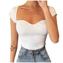 Pitashe Damen Tops Sexy Kurzarm V-Ausschnitt Crop Tops Weste Mode Damen Sommer T-Shirt Crop Tops Tank Tops Party Oberteile Bluse Camisole Hemd Bekleidung Vest Bauchfrei Tunika Clubwear Shirts Tshirts von pitashe Tops