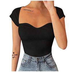 Pitashe Damen Tops Sexy Kurzarm V-Ausschnitt Crop Tops Weste Mode Damen Sommer T-Shirt Crop Tops Tank Tops Party Oberteile Bluse Camisole Hemd Bekleidung Vest Bauchfrei Tunika Clubwear Shirts Tshirts von pitashe Tops