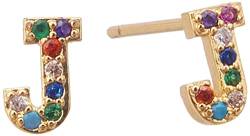 14K Gold vergoldet Ohrstecker Diamant Ohrringe Cubic Zirkonia Mode Buchstaben Ohrringe für Frauen - J von pitkalle