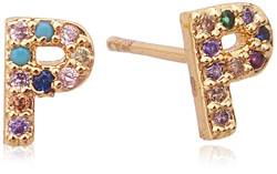 14K Gold vergoldet Ohrstecker Diamant Ohrringe Cubic Zirkonia Mode Buchstaben Ohrringe für Frauen - P von pitkalle
