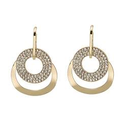 Dangle Hoop Earrings für Frauen Double Round Drop Hoops Diamond Dangle Earrings S925 Silver Needle Fashion Jewelry Gifts von pitkalle
