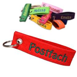 polar-effekt Filz Schlüsselanhänger mit personalisiertem Stick - Schlüsselband - Farbe Rot - Haustürschlüssel - individuelle Geschenkidee Geburtstag - Kinder, Junge, Mädchen von polar-effekt