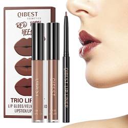 Set aus mattem Lippenstift und Lip Liner - Matter flüssiger Lippenstift Lipgloss Lip Liner Pen - Antihaft-Cup Lipgloss Matte Lip Glaze Make-up-Geschenkset für Frauen Mädchen Ganzjähriges Pologmase von pologmase