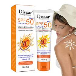 Vitamin-C-Sonnenschutz - Natürlicher Breitspektrum-Sonnenschutz mit Vitamin C,Gesichtssonnenschutz für die meisten Hauttypen, Sonnenschutz für Gesicht, Arme, Oberschenkel, Pologmase von pologmase