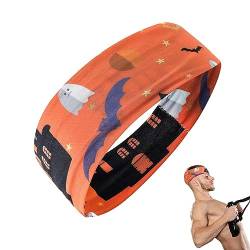 pologmase Sport-Stirnband | Halloween-Stirnbänder für Frauen,Atmungsaktives, elastisches Halloween-Kostü mit breitem Turban für Männer und Frauen, Workout, Übung, Yoga von pologmase