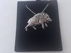 A68 Wildschwein 3 Anhänger echt 925 Sterling Silber Halskette Handarbeit 50,8 cm Kette mit prideindetails Geschenk-Box von prideindetails