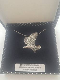 B14 Halskette mit Adler-Penent aus echtem 925er-Sterling-Silber, handgefertigt, 45,7 cm, inklusive Geschenkbox von prideindetails