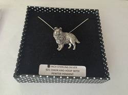 D10 Sheltie Anhänger echt 925 Sterling Silber Halskette Handarbeit 50,8 cm Kette mit prideindetails Geschenk-Box von prideindetails