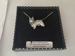Prideindetails D6 Yorkshire Terrier Anhänger, echtes 925 Sterlingsilber, handgefertigt, 50,8 cm lange Kette, mit Geschenkbox von prideindetails