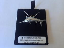 Prideindetails F14 Marlin-Fisch-Anhänger aus echtem 925er Sterlingsilber, handgefertigt, 45,7 cm lange Kette, mit Geschenkbox von prideindetails