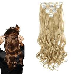 prinfantasy Clip in Extensions Echthaar Haarverlängerung Haarteile Natürlich Haarextension für Frauen Damen Bleichblond, MW091 von prinfantasy