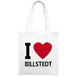 Jutebeutel mit Stadtnamen Billstedt - Motiv I Love - Farbe weiß - Stoffbeutel, Jutesack, Hipster, Beutel von printplanet