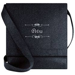 printplanet Halfar® Tasche mit Namen Petra bestickt - personalisierte Filz-Umhängetasche von printplanet