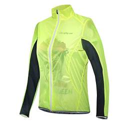 PROLOG Damen Fahrrad Regenjacke Extrem Dünn, Wasserdicht, Atmungsaktiv - Transparent Neon Gelb Größe XXL von prolog cycling wear