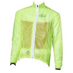 PROLOG Herren Fahrrad Regenjacke Extrem Dünn, Wasserdicht, Atmungsaktiv - Transparent Neon Gelb Größe M von prolog cycling wear