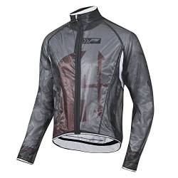 PROLOG Herren Fahrrad Regenjacke Extrem Dünn, Wasserdicht, Atmungsaktiv - Transparent Schwarz Größe XS von prolog cycling wear