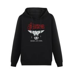 propr Men's Loose Long Sleeve Black Music Band Hoody Saxon Wheels of Steel Hoodie Black L von propr