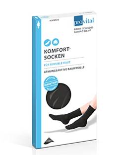 provital Komfort-Socken Strümpfe besonders geeignet für Diabetiker OekoTex Lycra-Faser perfekte Passform, Farben:black, SockSizes:39-42 von provital