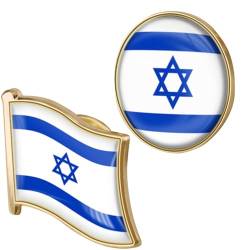 Anstecknadel mit israelischer Flagge, 2 Stück, Metall, patriotische Israel-Flagge, Anstecknadel, quadratische und runde Form, Broschennadeln für Kleidung, Taschen, Hemd, Rucksack von ptumcial