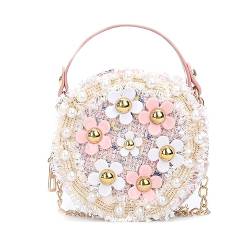 Kleine Mädchen Crossbody -Geldbörse mit Perlenblumen Mini süße Prinzessin Handtaschen Umhängetasche für Mädchen -Umhängetaschen von ptumcial