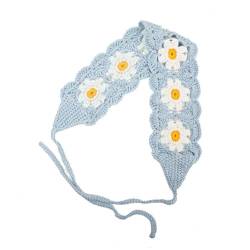 Bohemia Strick-Stirnband für Damen, gehäkeltes Haarbandana für Mädchen, breiter Kopf, Häkel-Blumen-Druck, gehäkelte Blumenbänder von pulunto