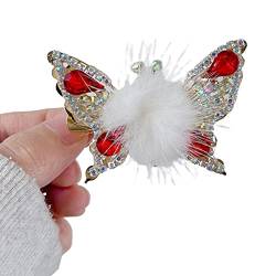 Fliegender Schmetterling-Haarnadel, 2 Stück, elegante Schmetterling, fliegende glänzende Strass-Haarspangen, Metall-Seitenclip mit beweglichen Flügeln, Haarspangen für Frauen und Mädchen von pulunto