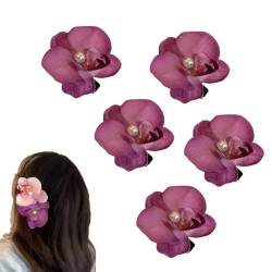 Koreanische süße Phalaenopsis-Blumen-Haarnadel 2024, modisches Bohemia-Design, weiblicher Kopfschmuck, Clip, Blumenperle, Stoffhaar von pulunto
