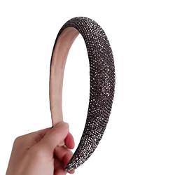 Strass-Stirnband für Frauen, glitzernde Schmucksteine, Perlenhaarband, glitzerndes Haarband, breiter Rand, Bejewelled Kopfbedeckung, dick gepolstert, breiter Schwamm, geflochtenes Haarband, von pulunto