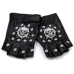 Steampunk Biker Lederhandschuhe Herren Totenkopf Punk Rock Handschuhe, Just Gloves, Einheitsgröße von punkman2000