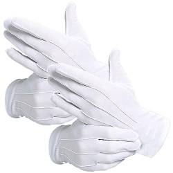 punwey 2 Paar Weiß Handschuhe, Handschuhe für Smoking/Frack, Schmuck-Inspektion, Nylon Handschuhe Weiße mit Zeremonielle Teamuniformen, Weihnachtsmann von punwey