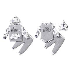 puseky Baby Boy Großer Bruder Kleiner Bruder Passende Outfits Dinosaurier Hoodie Shirt Top Hose Kleidung Set Kleiner Bruder 6-12 Monate von puseky