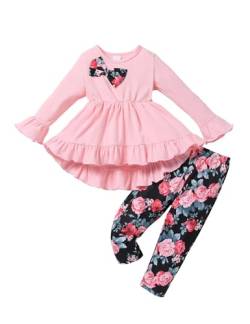 puseky Baby Mädchen Kleidung 18-24 Monate Kleinkind Mädchen Ruffle Outfits Bowknot Shirt Kleid Tops und Floral Hosen Kleidung Sets von puseky