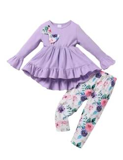 puseky Baby Mädchen Kleidung 18-24 Monate Kleinkind Mädchen Ruffle Outfits Bowknot Shirt Kleid Tops und Floral Hosen Kleidung Sets von puseky