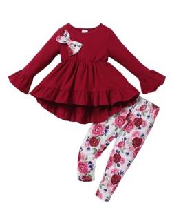 puseky Baby Mädchen Kleidung 18-24 Monate Kleinkind Mädchen Ruffle Outfits Bowknot Shirt Kleid Tops und Floral Hosen Kleidung Sets von puseky