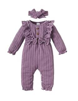 puseky Baby Mädchen Set Baby Mädchen Herbst Kleidung Rundhals Rüschen Outfits Baumwolle Jumpsuit 12-18 Monate von puseky