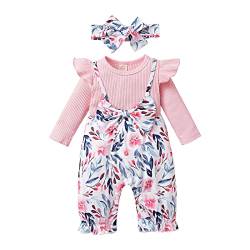 puseky Baby Mädchen Set Baby Mädchen Herbst Kleidung Rundhals Rüschen Outfits Jumpsuit Bogen Bodysuit Set von puseky