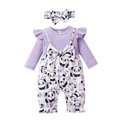 puseky Baby Mädchen Set Baby Mädchen Herbst Kleidung Rundhals Rüschen Outfits Jumpsuit Bogen Bodysuit Set von puseky