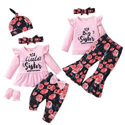 puseky Big Sister Little Sister Outfits passendes Set große kleine Schwester Baby Mädchen Kleidung Rüschen Hemd Tops Blumenhose Rock von puseky