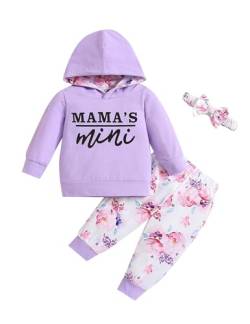 puseky Neugeborenes Baby Mädchen Kleidung Floral Hoodie Outfits Mama's Mini Sweatshirt Top und Blume Hose Outfits Set 12-18 Monate von puseky