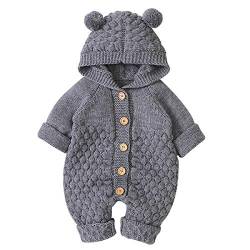 puseky Strampleroverall des neugeborenen Babymädchens mit Kapuze Einteilige Bodysuitoberbekleidung,Grau,12-18 Monate (80cm) von puseky