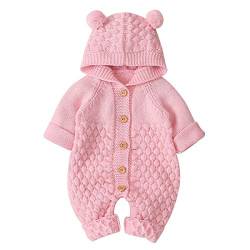 puseky Strampleroverall des neugeborenen Babymädchens mit Kapuze Einteilige Bodysuitoberbekleidung,Rosa,12-18 Monate (80cm) von puseky