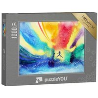 puzzleYOU Puzzle Aquarellmalerei: Mann im bunten Universum, 1000 Puzzleteile, puzzleYOU-Kollektionen Kunst & Fantasy von puzzleYOU